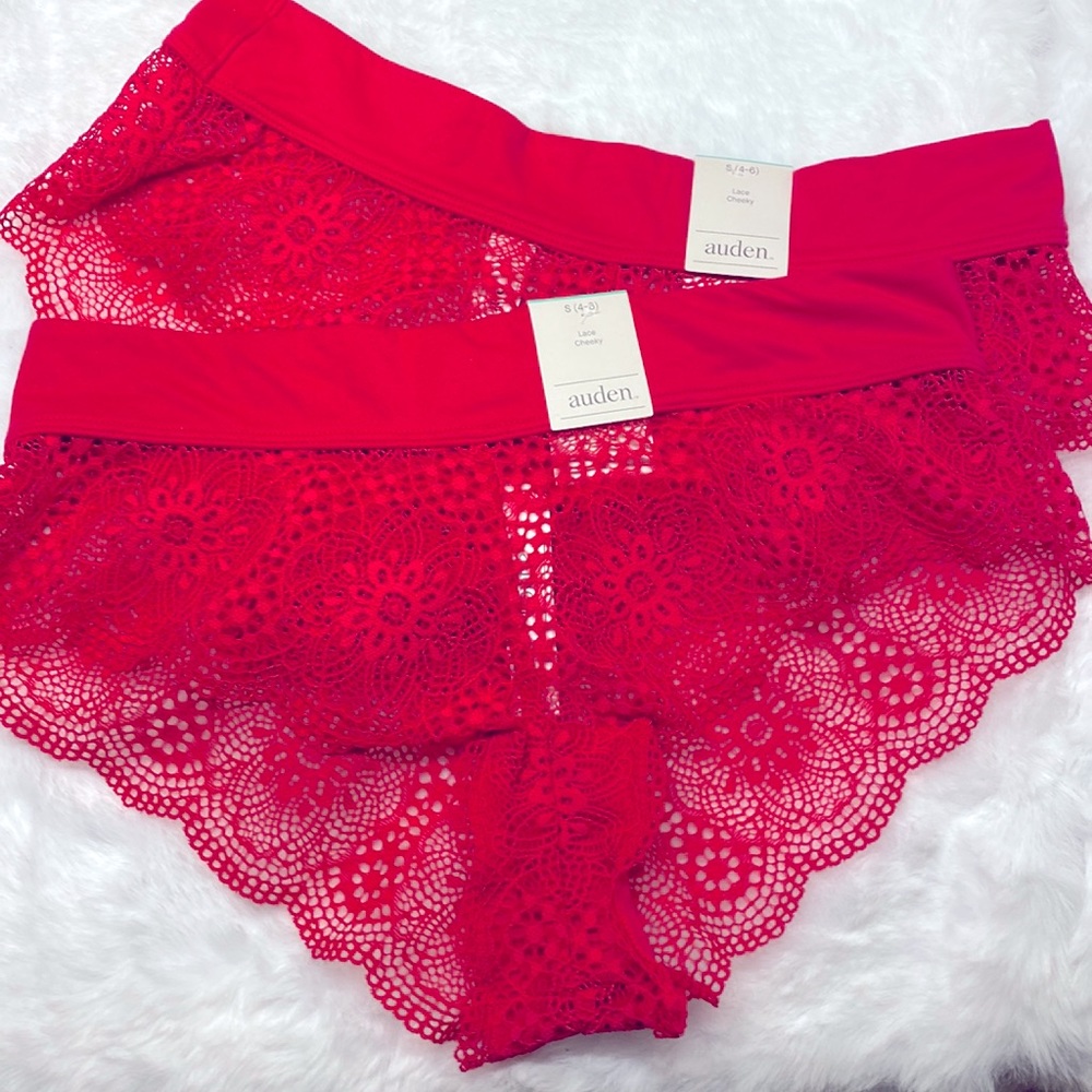 Auden Lace Cheeky With Micro Waistband Magenta Pink - Two Pair